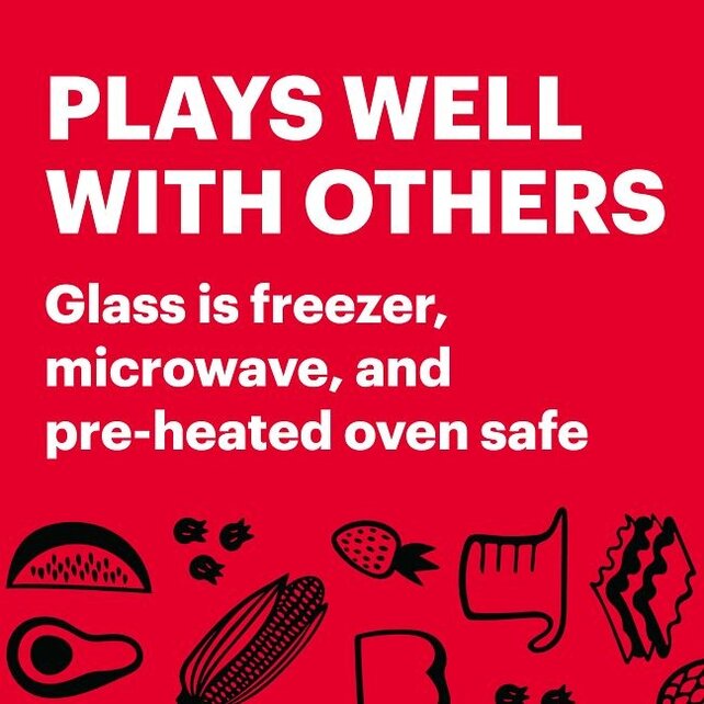 Pyrex® rechteckiger Frischhaltebehälter aus Glas für 11 Tassen mit blauem Deckel