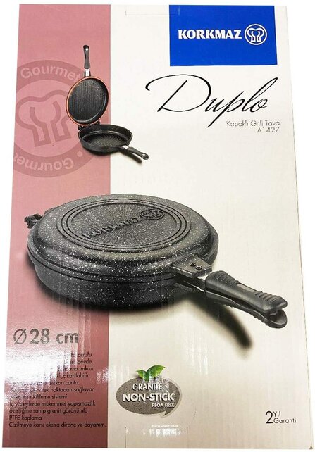 Korkmaz Silikon-Doppelgrillpfanne – Schwarz Ø28 cm