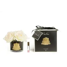 Geurige Bloemen - 5 rozen Pink Blush - Zwarte Glas