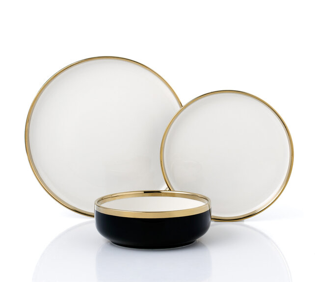 Brilliant Service de table moderne noir 18 pièces