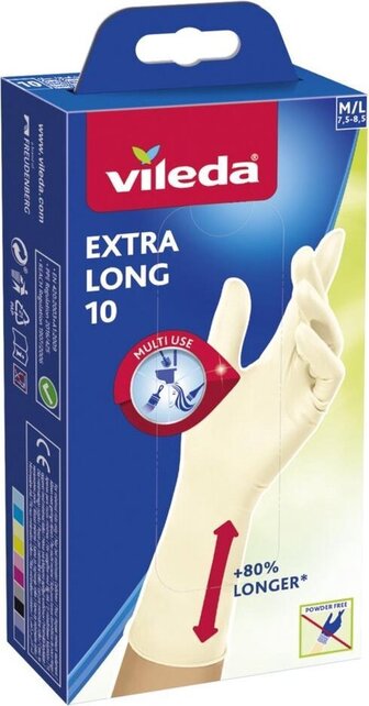 Vileda Multi Use Gloves - Extra long M/L - 10pcs