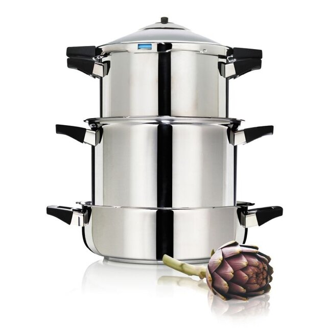 Kuhn Rikon Pressure Cooker DUROMATIC® INOX Model met Zijgrepen
