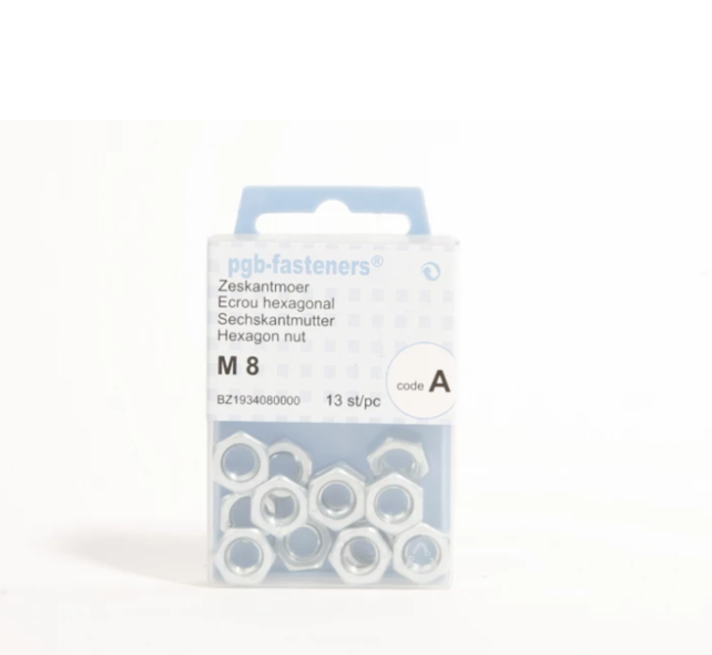 Hexagon nut kl8 din 934 zinc plated - m8