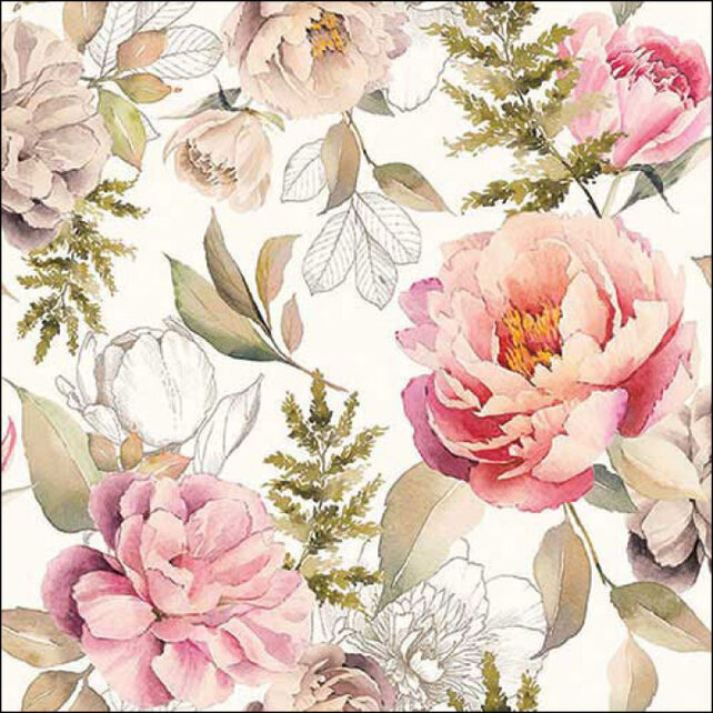 Ambiente Napkins Peonies Composition Cream Mix