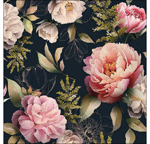 Serviettes Ambiente Composition Pivoines Mélange Noir