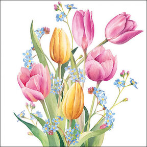 Serviettes Ambiente Bouquet de tulipes Mix
