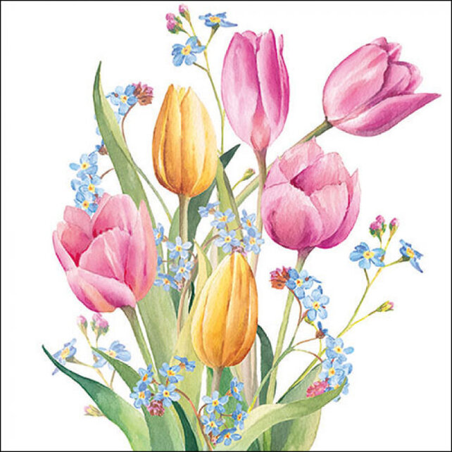 Serviettes Ambiente Bouquet de tulipes Mix