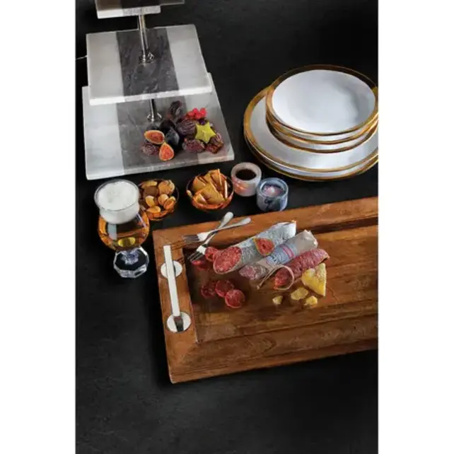 Godinger Terre D'or 4-delige Serviesset, Servies voor 1 - Wit en Gouden Dinnerset