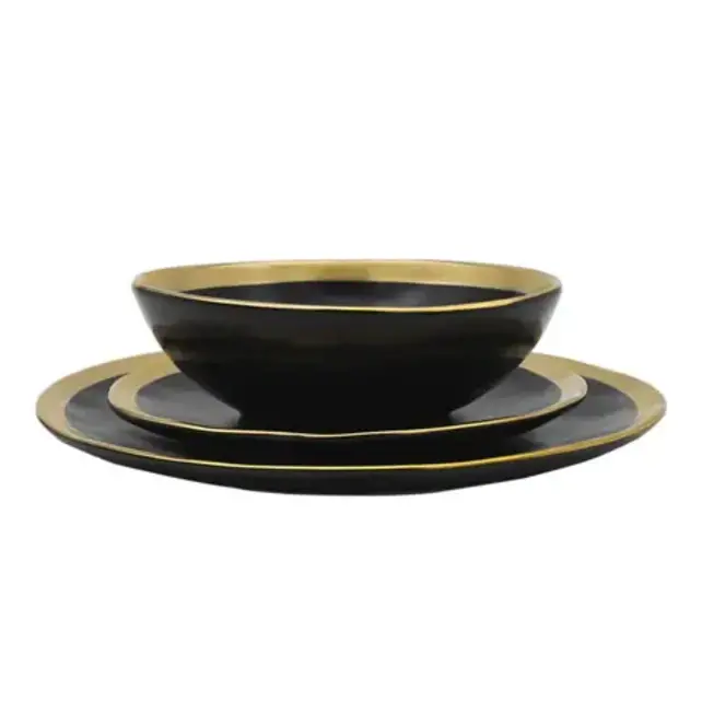 Godinger Dinnerware Set Gold Onyx 4 Piece, Service For 1