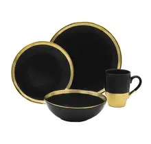 Godinger Golden Onyx 4-teiliges Geschirrset, Service für 1 Person