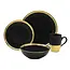 Godinger Godinger Dinnerware Set Gold Onyx 4 Piece, Service For 1