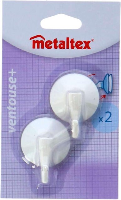 Metaltex Haken mit Saugnapf 2 Stück Weiß