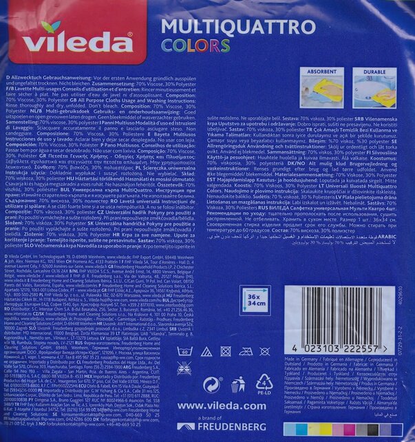 Vileda Chiffon Éponge Super Absorbant - 4 Couleurs