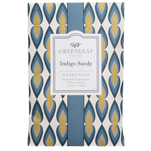 Greenleaf Grand sachet parfumé en daim indigo