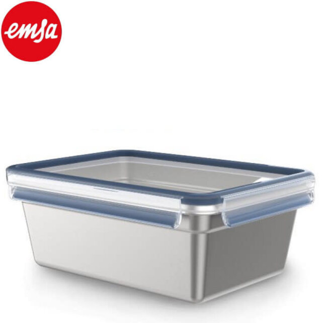 Emsa Clip & Close Stainless Steel Rectangular Box 3L