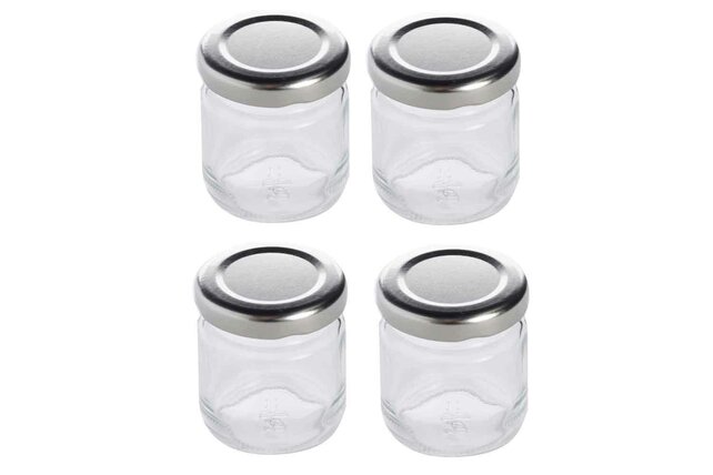 Cosy & Trendy Jam Jar With Lid (Transparent Glass) 50ml - 4 Pieces
