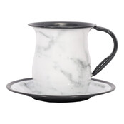 Kosher Cook Tasse de lavage en marbre blanc avec plateau Style #167