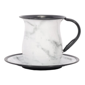 White Marable Wash Cup With Tray