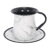 Kosher Cook Tasse de lavage en marbre blanc avec plateau Style #167