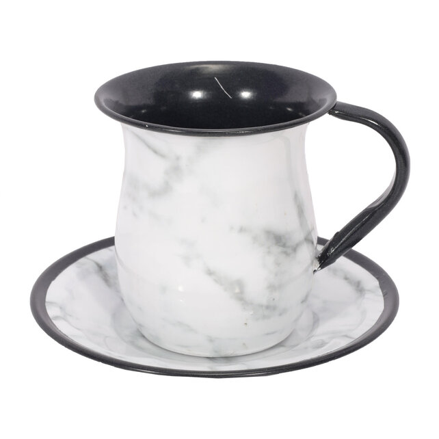 Kosher Cook Tasse de lavage en marbre blanc avec plateau Style #167