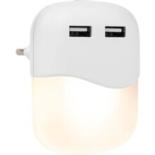Night Lamp White  2 USB Ports- Phone Charging
