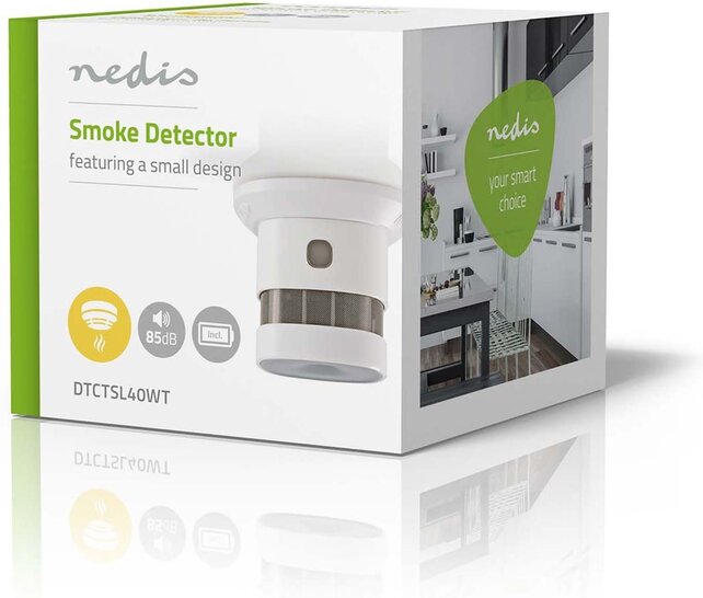 Détecteur de fumée Nedis 40WT Durée de vie 10 ans - Petit modèle