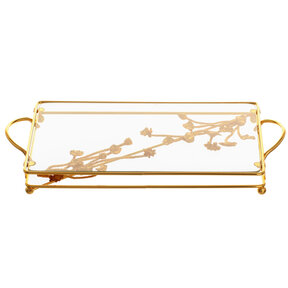 Brilliant Glass tray Gold Flowers