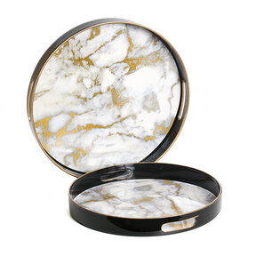 Marble Black Round Tray