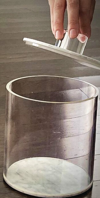 Lucite Luxe Round Marble Canister
