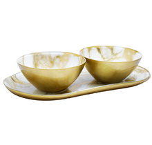 Marbleized Bowl White And Gold