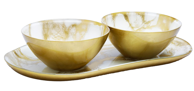 Marmorierte Relish-Schale mit 2 Schalen