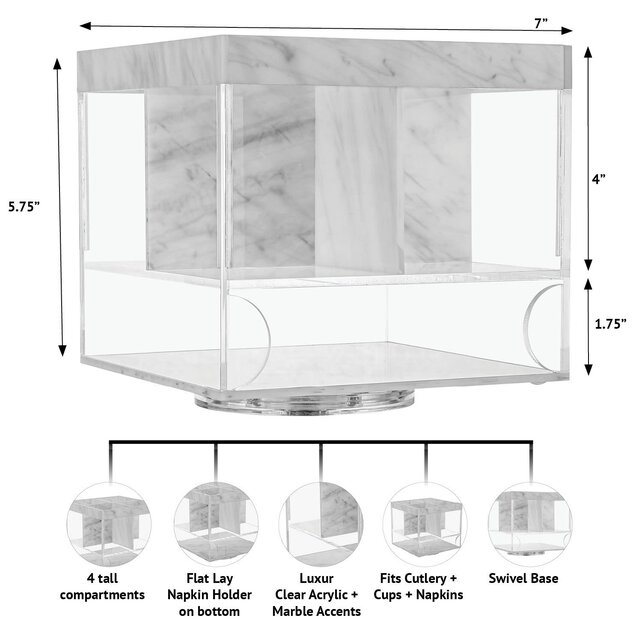 Waterdale Silverware Caddy Carré Marbre