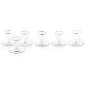 Ensemble de 6 tasses et soucoupes en verre classiques Waterdale à bord argenté