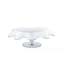 Pasabache 32 cm Glass Cake Stand on Pedestal With Frill Down, Clear Glass