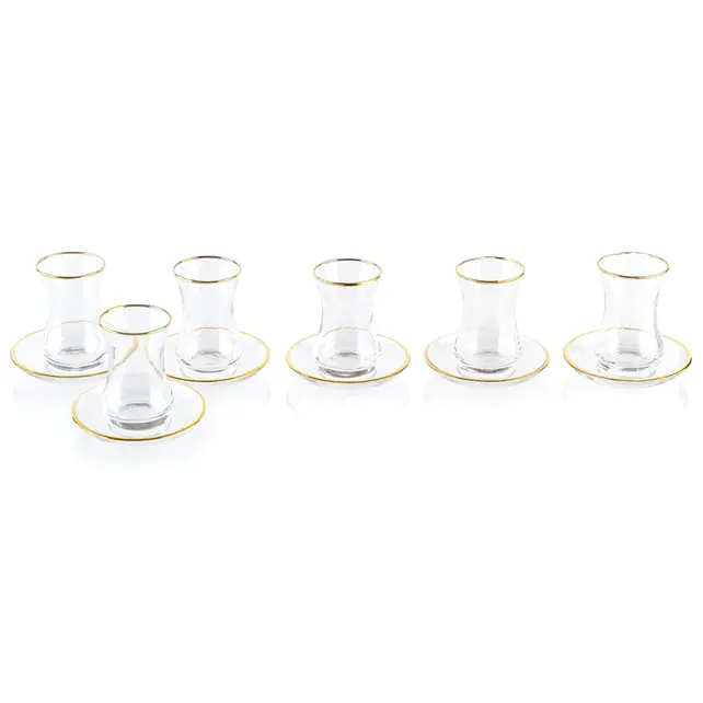 Waterdale Glass Cups & Saucers - Set of 6