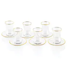 Glass Cups & Saucers - 6 Pcs