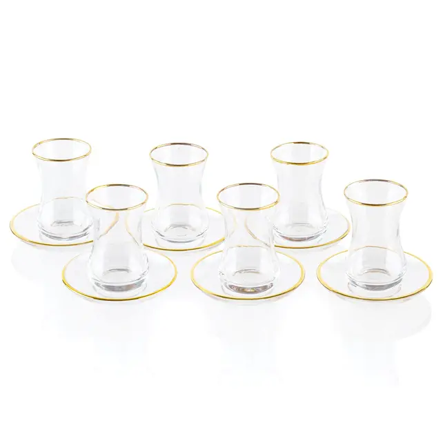 Waterdale Glazen Kopjes en Schotels - Set van 6