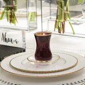 Tasses et soucoupes en verre - 6 pièces