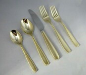 Linear Gold 30-Piece 18/10 Flatware Set by Museum Collection by Hollister