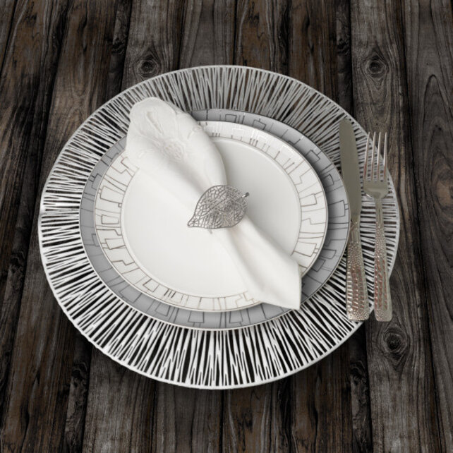 Cosmos Ronde Zilver Vinyl Placemat 38cm, Set van 6