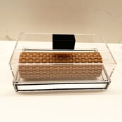 Lucite Rectangle Tortenblock Kuppel mit klarem Boden & Schwarzem Rand