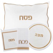 Waterdale Leder Pesach Set - Hotel Style - Wit & Goud