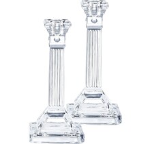 Bougeoirs en cristal base carrée de 20 cm avec motif cannelé