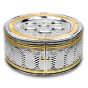 A&M Seder Plate – Kaarah 3 niveaux plaqué argent et or motif palais royal