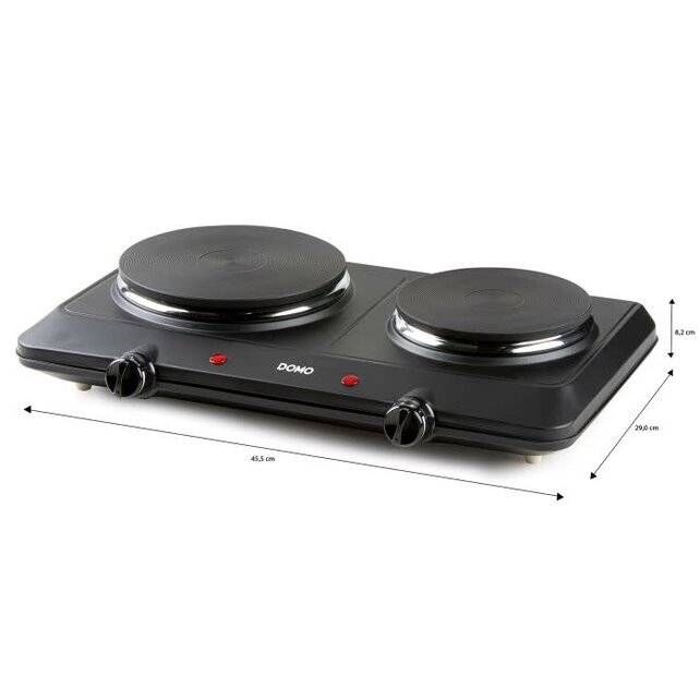 Domo Kookplaat 2 foyers noir 1000W+1500W