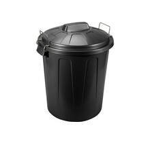 Hega Waste Bin Black 100L D50xh76cm Poly Pro