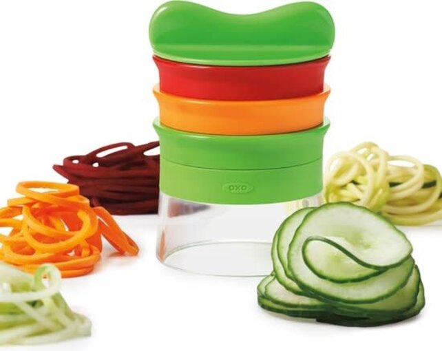 OXO Soft Works Groentesnijder 3-Mes Hand Spiraalsnijder Voor Wortel, Komkommer, Courgettes
