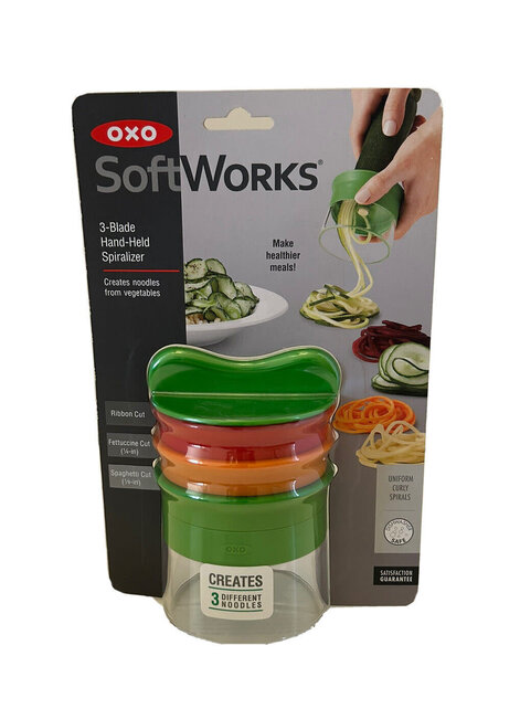 OXO Soft Works Vegetable Cutter 3-Blade Hand Spiral Slicer For Carrot, Cucumber, Courgette