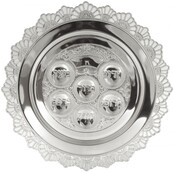 Pesach Sederbord met Decoratieve Geperforeerde Rand, Zilver Plaat, 38cm