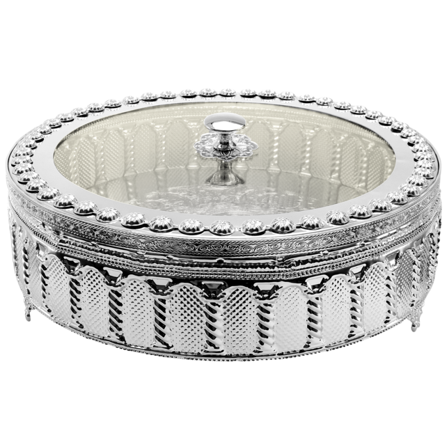 Porte-matsa - Nouveau design de palais - Plaqué argent avec couvercle en lucite